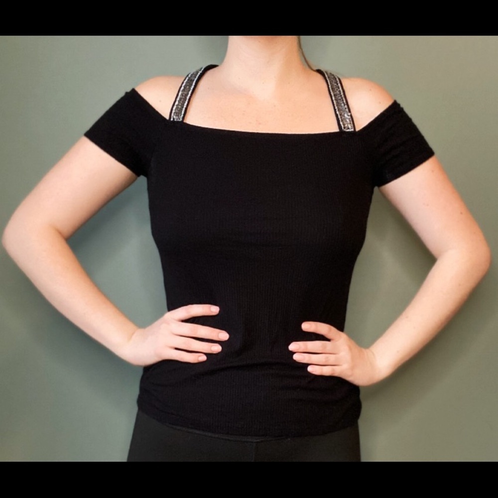Jennifer Lopez Black Beaded Top